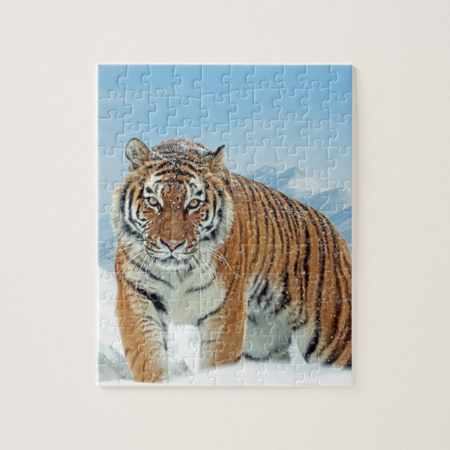Tiger Winter Snow Mountains Animal Photo Jigsaw Puzzle (Vertical)