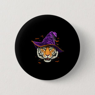 Tiger Witch Hat Funny Halloween Tiger Lover Whispe 2 Inch Round Button