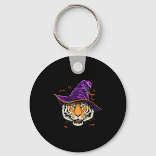 Tiger Witch Hat Funny Halloween Tiger Lover Whispe Keychain