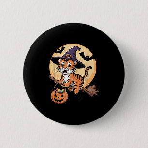 Tiger Witch Hat Pumpkin Halloween Costume Men Wome 2 Inch Round Button