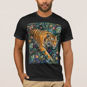 Tiger with Amber Eyes Fantasy Jungle Foliage T-Shirt