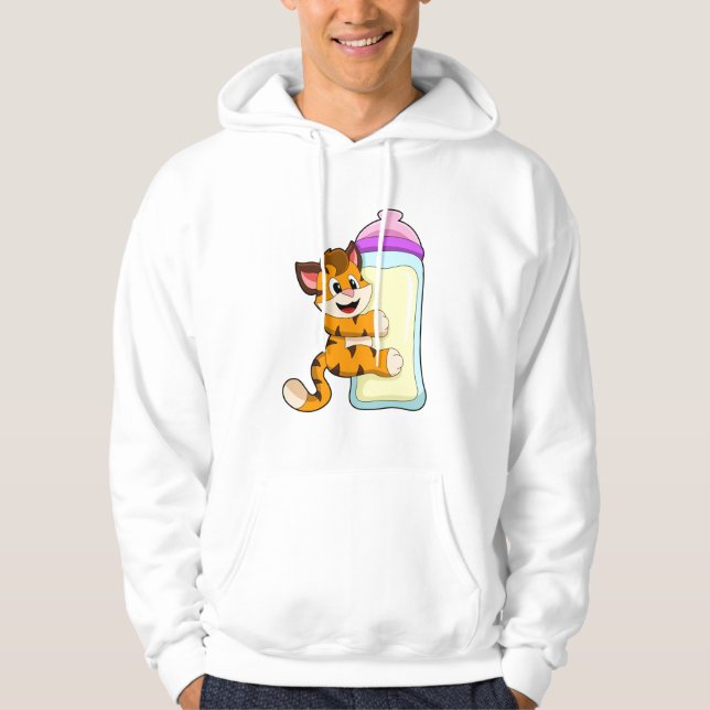 Tiger with Baby bottle of Milk Hoodie (Front)