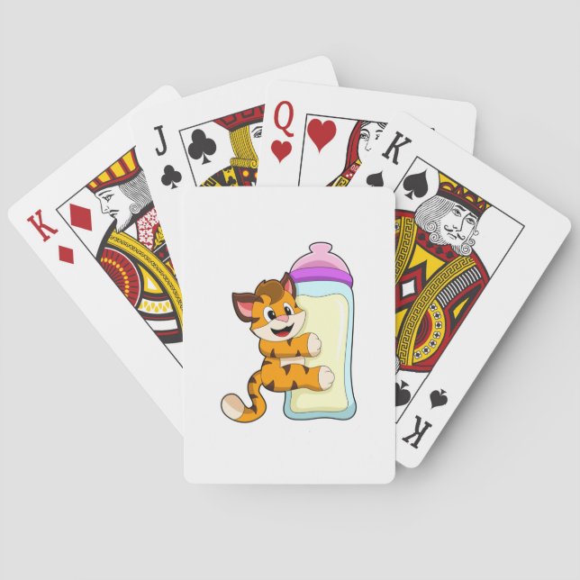 Tiger with Baby bottle of Milk Playing Cards (Back)