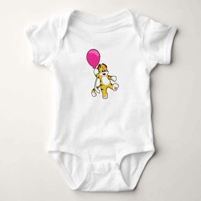 Tiger with Balloon Baby Bodysuit (Front)