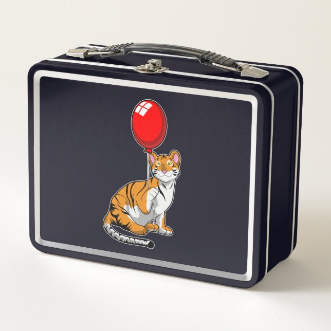 Tiger with Balloon Metal Lunch Box (Front)