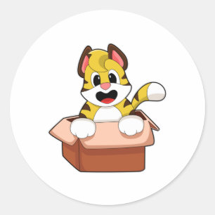 Tiger with Box Classic Round Sticker
