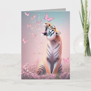 Tiger with butterflies card