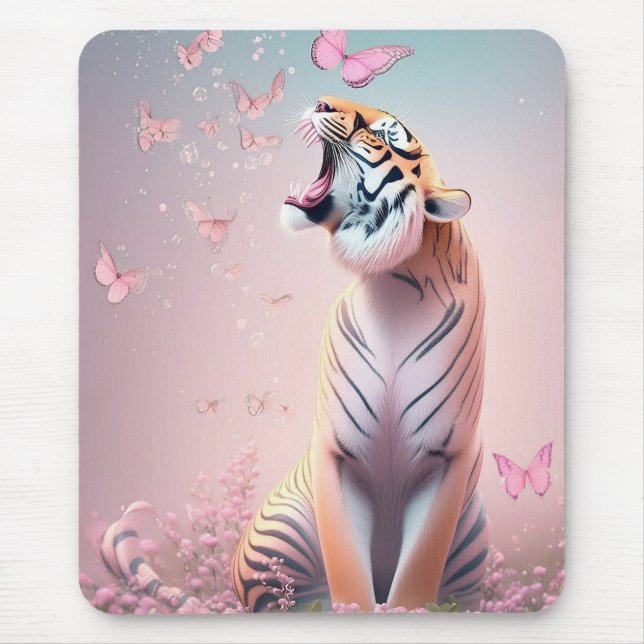 Tiger with butterflies  mouse pad (Front)