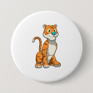 Tiger with Butterfly 3 Inch Round Button