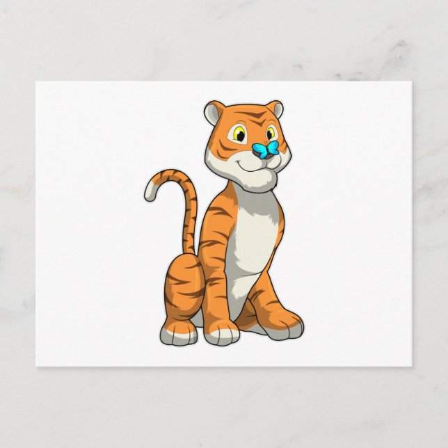 Tiger with Butterfly Postcard (Front)