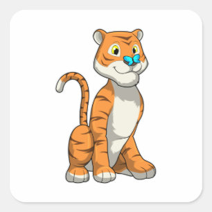 Tiger with Butterfly Square Sticker