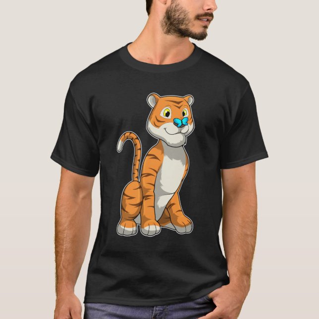 Tiger with Butterfly T-Shirt (Front)