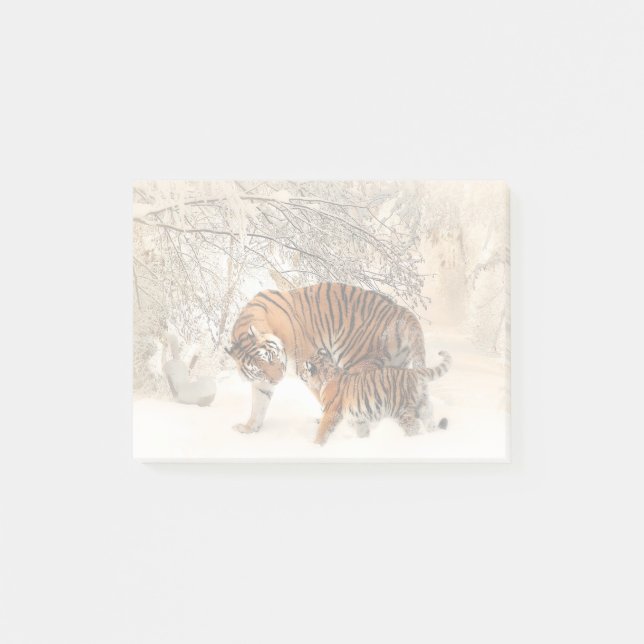 Tiger with cub in the Snow Post-it Notes (Front)
