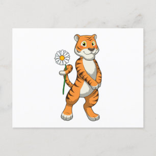 Tiger with Daisy Flower Postcard