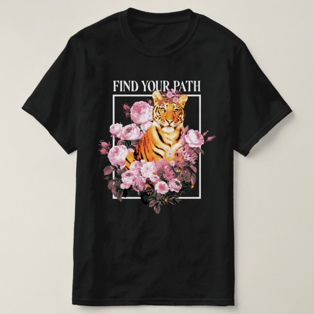 Tiger With Flowers  T-Shirt (Design Front)
