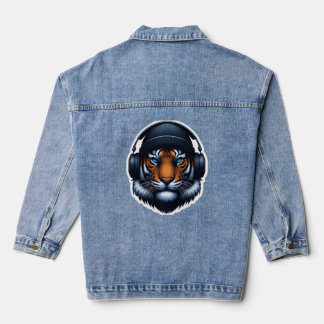Tiger with headphones denim jacket