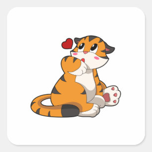 Tiger with Heart Square Sticker