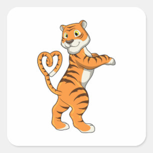Tiger with Heart Square Sticker