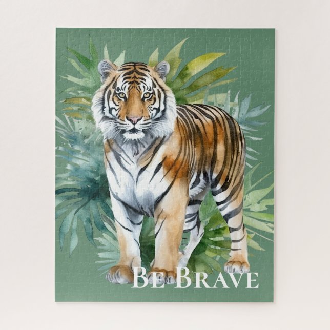 Tiger with Leaves Jigsaw Puzzle (Vertical)