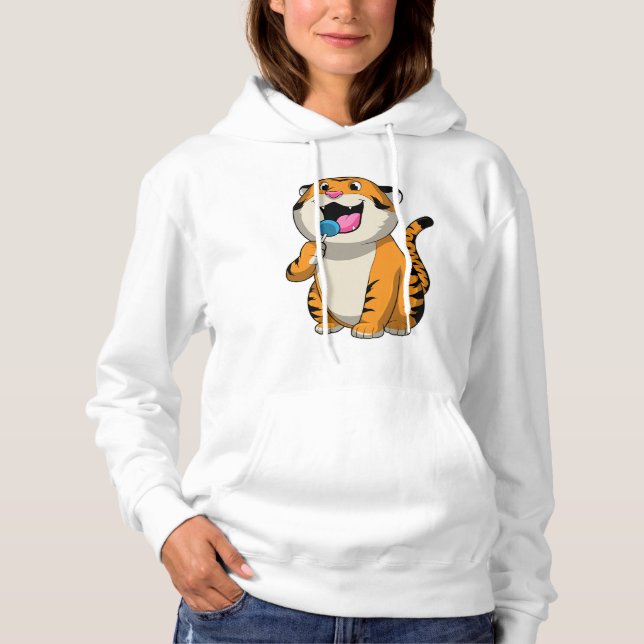 Tiger with Lollipop Hoodie (Front)