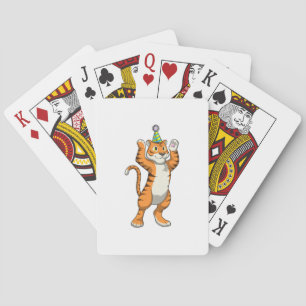 Tiger with Party hat Party Playing Cards