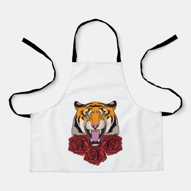 Tiger with Roses Apron (Front)