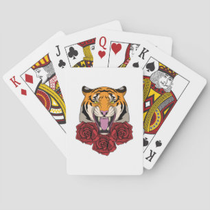 Tiger with Roses Playing Cards