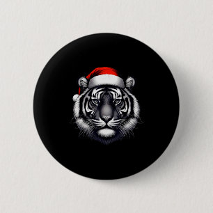 Tiger With Santa Hat Christmas Xmas Lover Zoo Keep 2 Inch Round Button