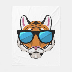 Tiger with Sunglasses Fleece Blanket