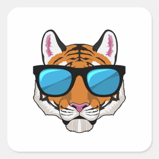 Tiger with Sunglasses Square Sticker (Front)