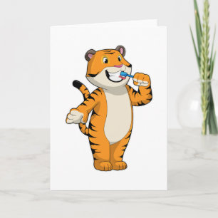 Tiger with Toothbrush Card