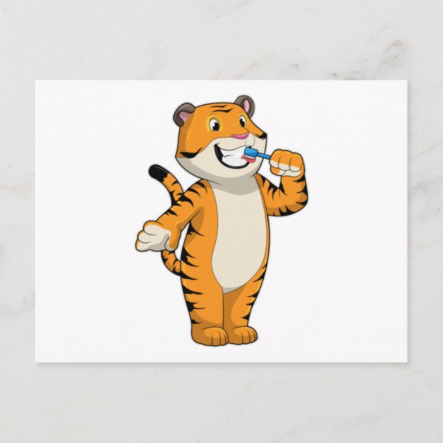 Tiger with Toothbrush Postcard (Front)