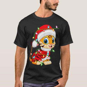 Tiger Xmas Lighting Santa Costume Tiger Christmas T-Shirt