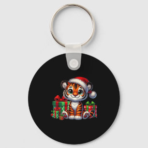 Tiger Xmas Lighting Santa Hat Tiger Christmas  Keychain