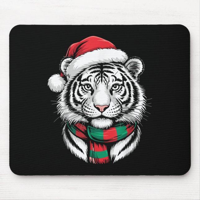Tiger Xmas Santa Hat F Christmas Costume  Mouse Pad (Front)