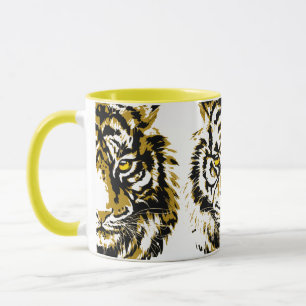 Tiger Yellow   Colourful Tiger Face Coffee Mug