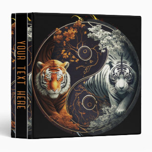 Tiger Yin Yang Orange and White Binder