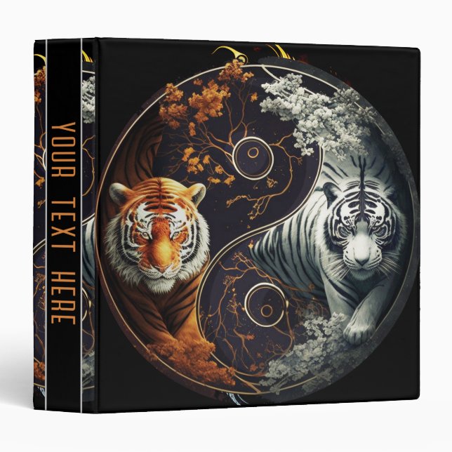 Tiger Yin Yang Orange and White Binder (Front/Spine)