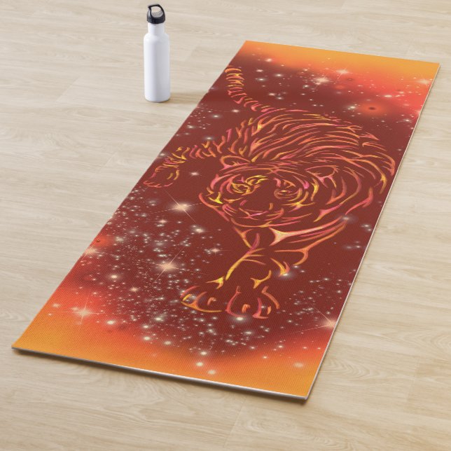 Tiger Yoga Mat Running In Galaxy Starry Night  (In Situ)