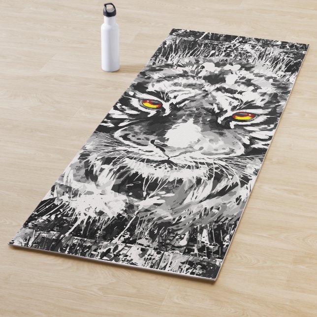 Tiger Yoga Mat | Tiger Drawing Black and White (In Situ)
