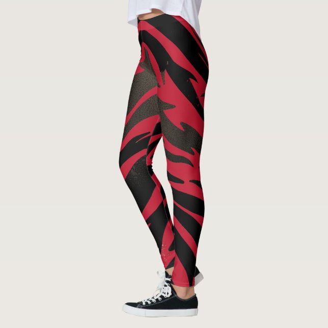 Tiger Zodiac Leggings - Striped Yoga Pants Women (Left)