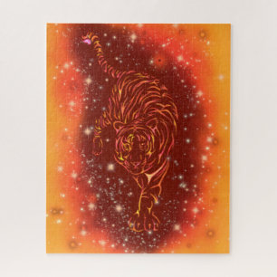 TigerJigsaw Puzzle Running At Starry Night