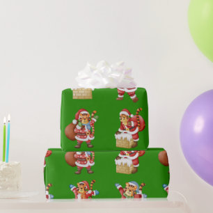 Tigers as Santa Christmas repeating pattern desig Wrapping Paper