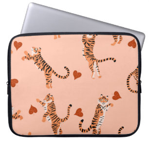 Tigers Autumn Leaves: Vintage Jumping Pattern Laptop Sleeve