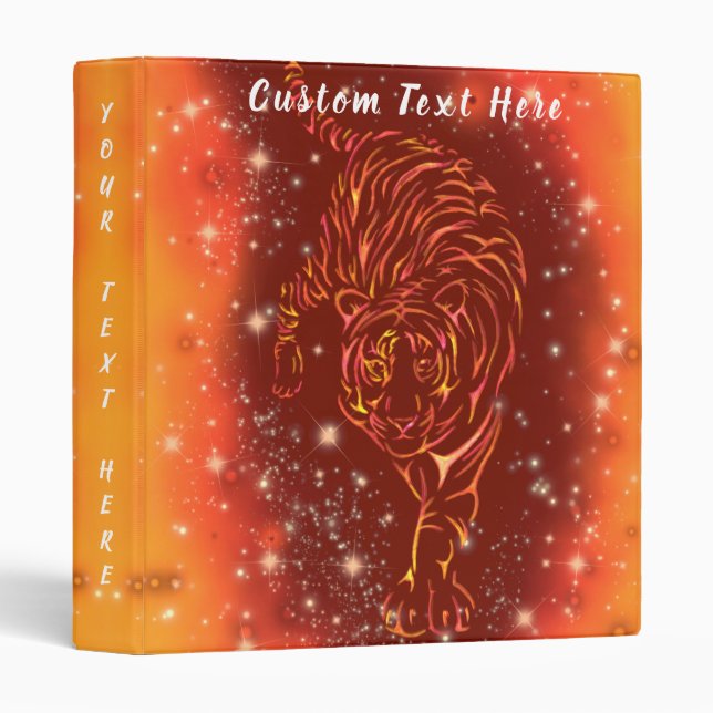 Tigers Binder Running At Starry Night Your Text (Front/Spine)