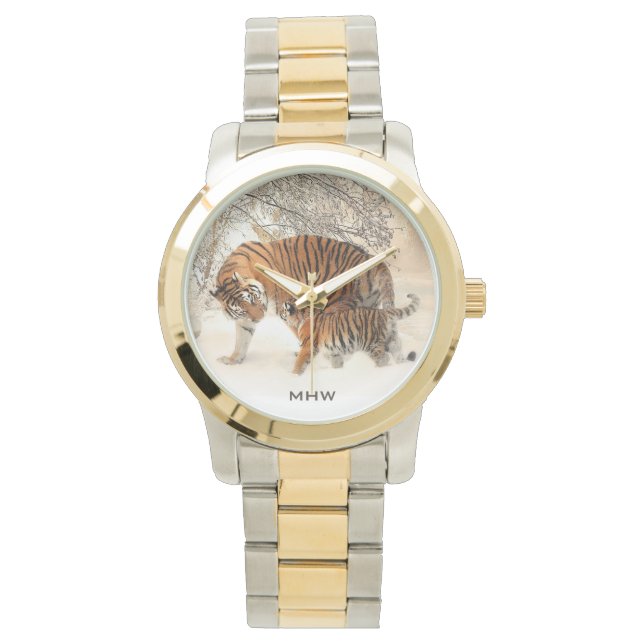 Tigers d'hiver montres monogrammes personnalisées (devant)