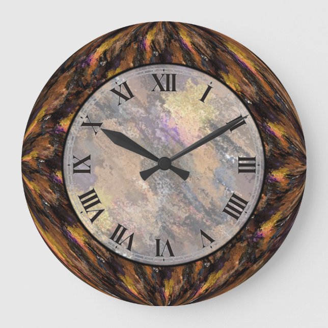 Tigers Eye Brown Faux Marble Wall Clock (Front)