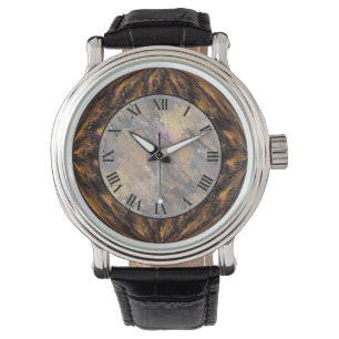 Tigers Eye Brown Faux Marble Wrist Watch