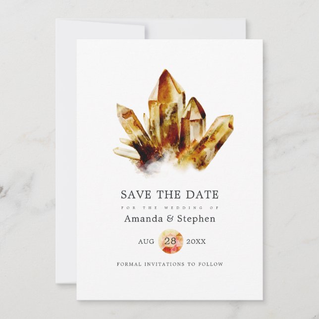 Tiger's Eye Crystals Wedding Save The Date (Front)