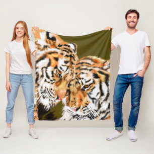 Tigers family Fleece Blanket Couple
